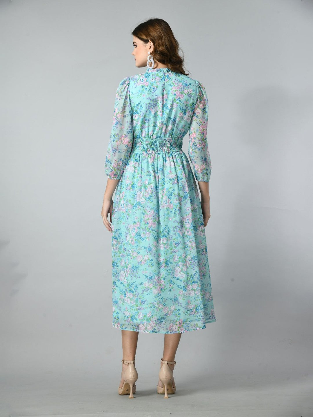Women Floral Print Fit & Flare Midi Dress