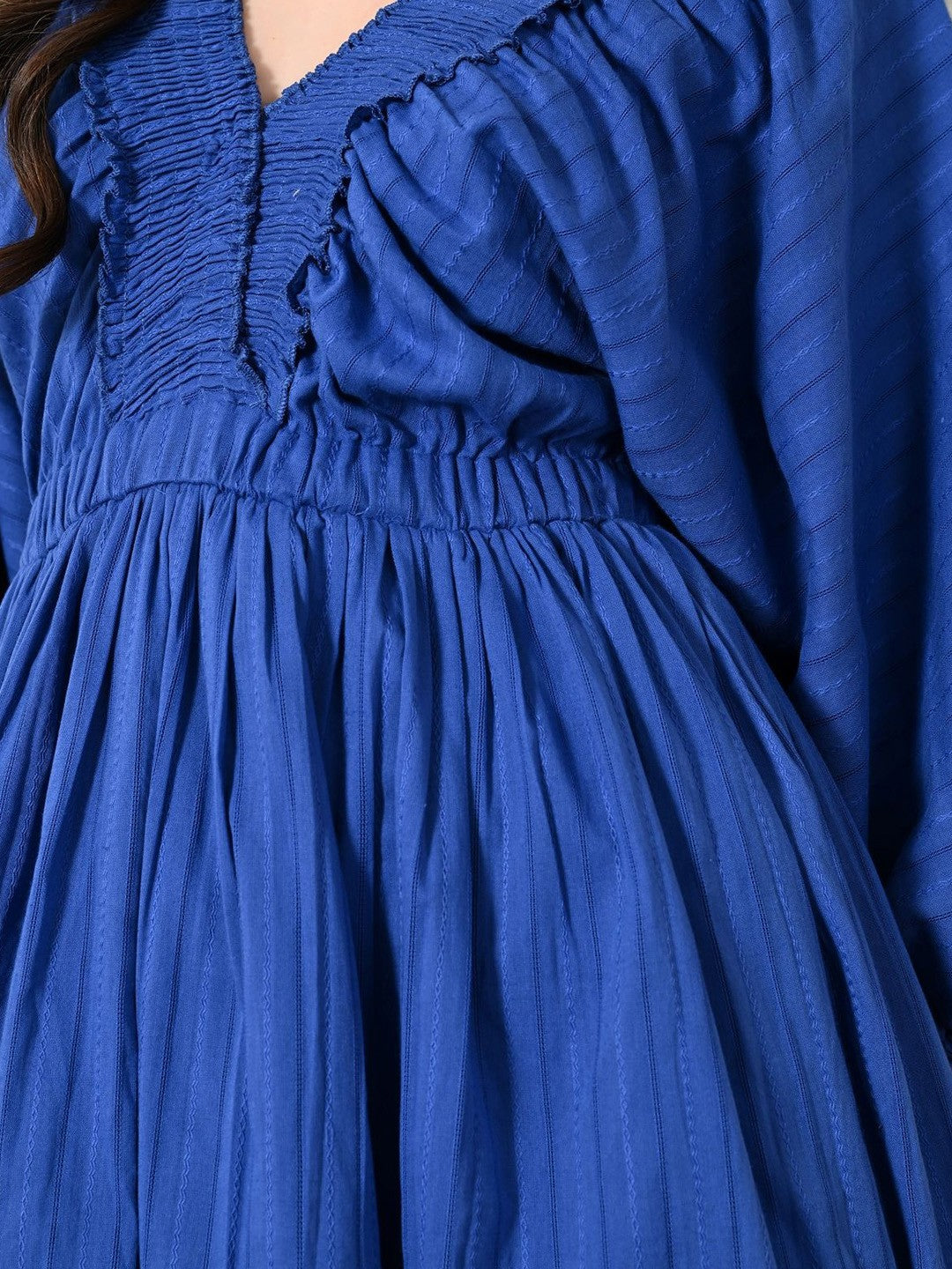 Women Cotton V-Neck Empire Dress