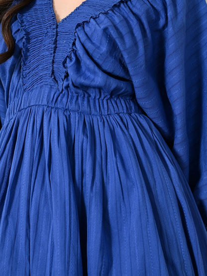 Women Cotton V-Neck Empire Dress