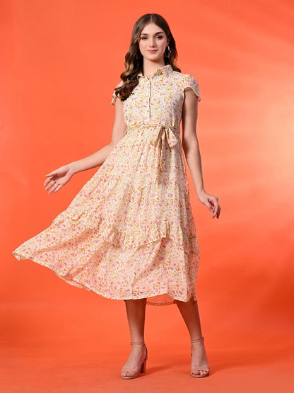 Floral Print Shirt Maxi Dress