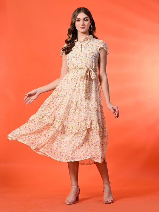 Floral Print Shirt Maxi Dress