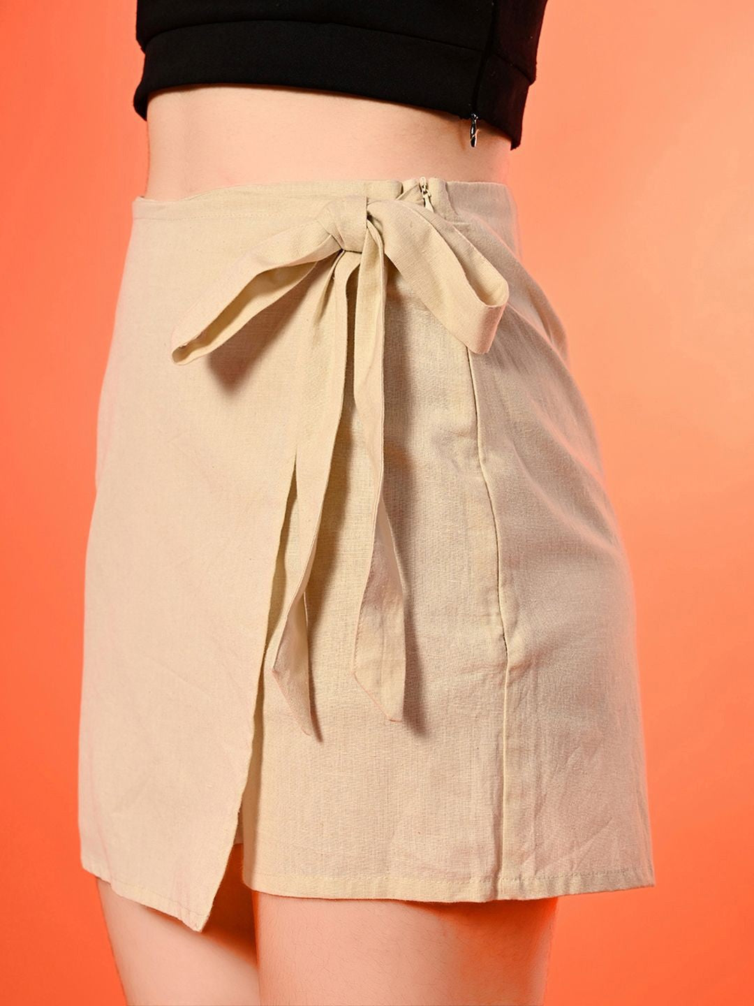 Women Pure Cotton A-Line Mini Skorts