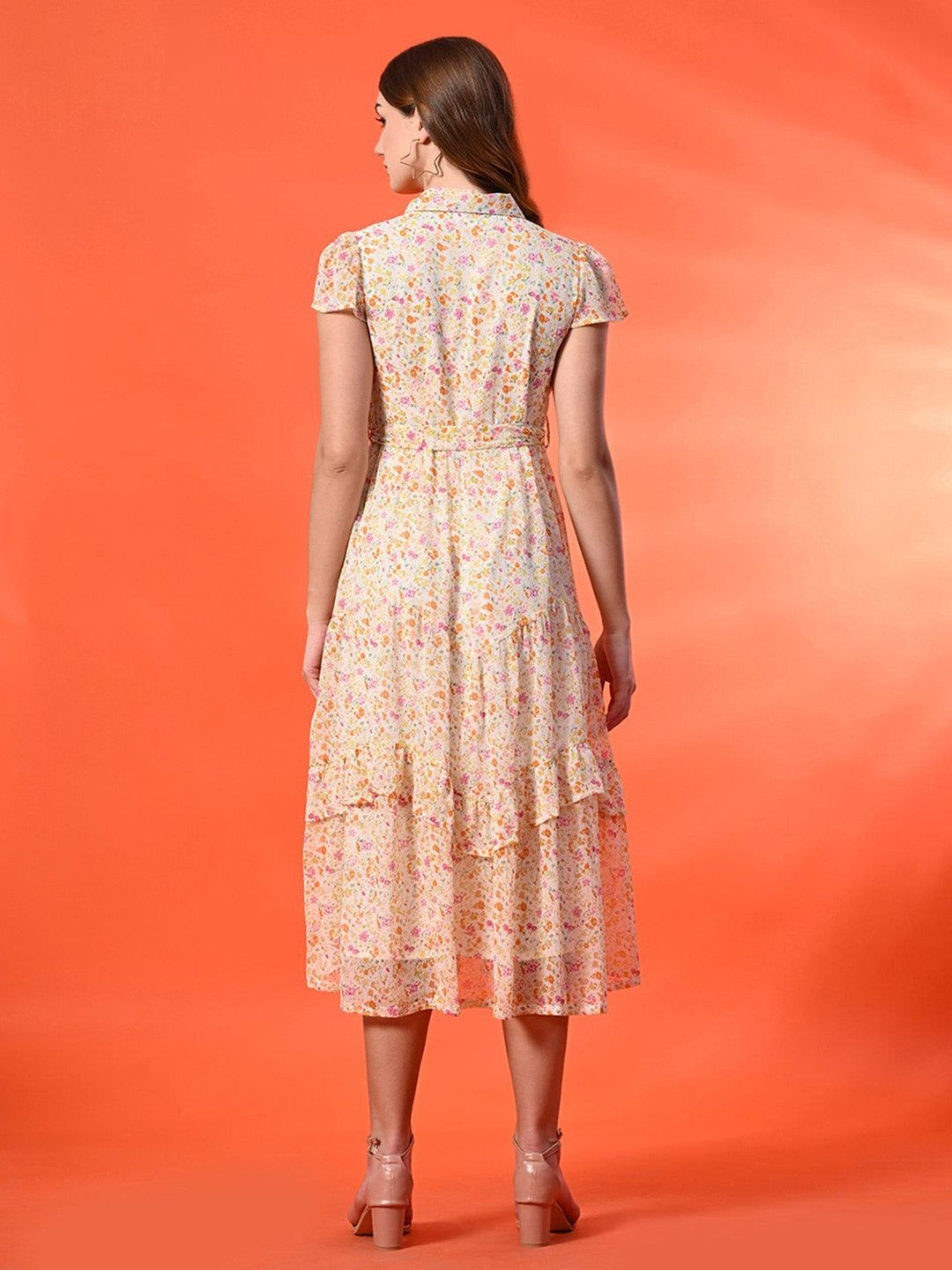 Floral Print Shirt Maxi Dress