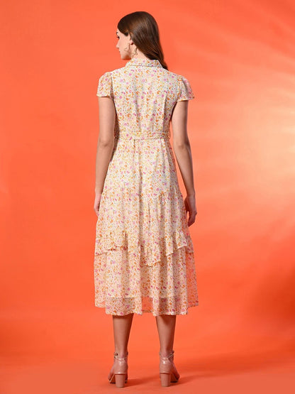 Floral Print Shirt Maxi Dress