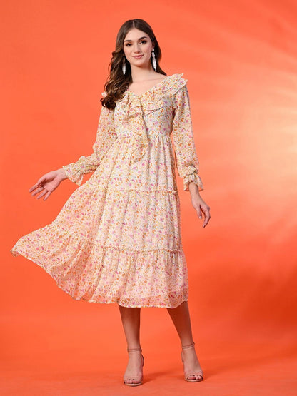Floral Print A-Line Maxi Dress