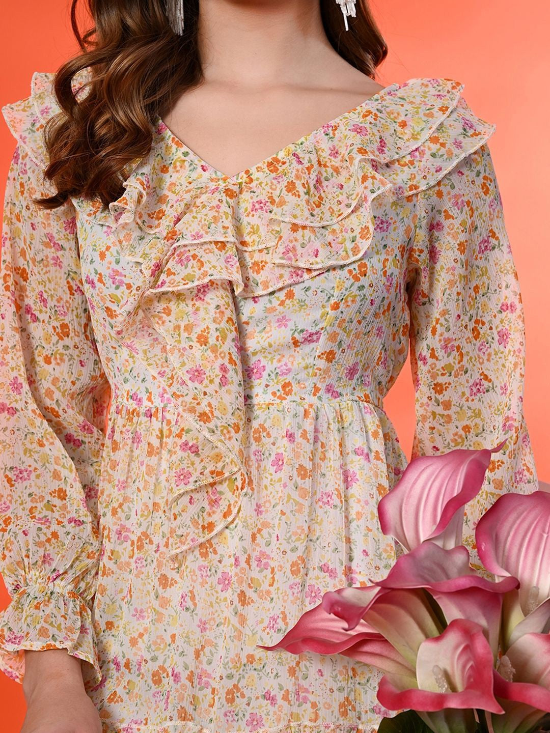 Floral Print A-Line Maxi Dress