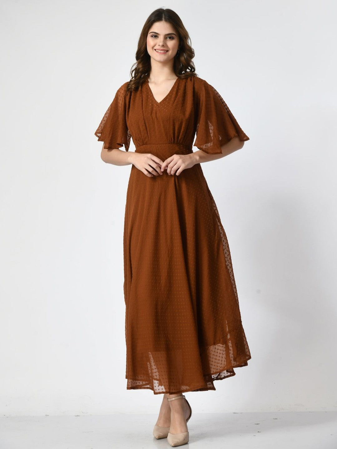 Women Self Design Maxi Dress
