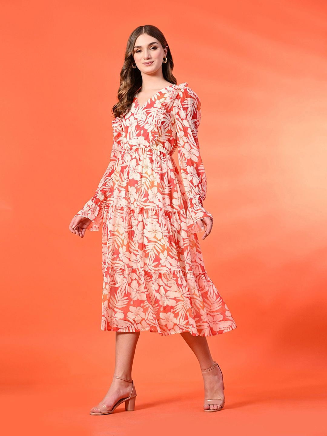 Floral Print A-Line Maxi Dress
