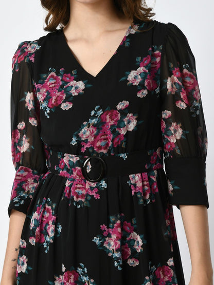 Floral Printed Fit & Flare Dress