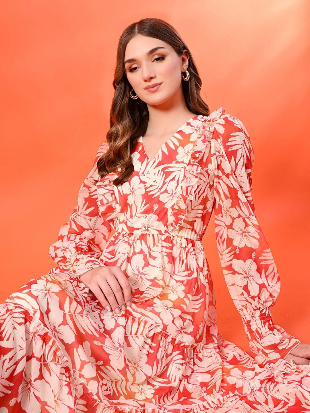 Floral Print A-Line Maxi Dress