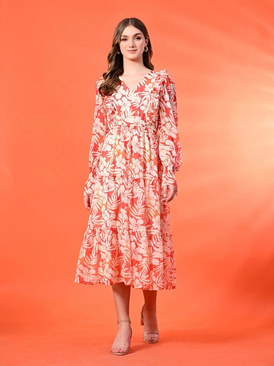 Floral Print A-Line Maxi Dress