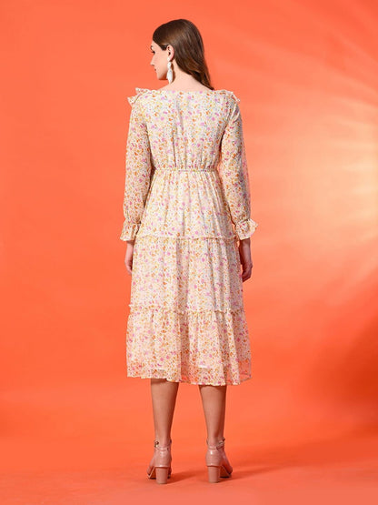Floral Print A-Line Maxi Dress