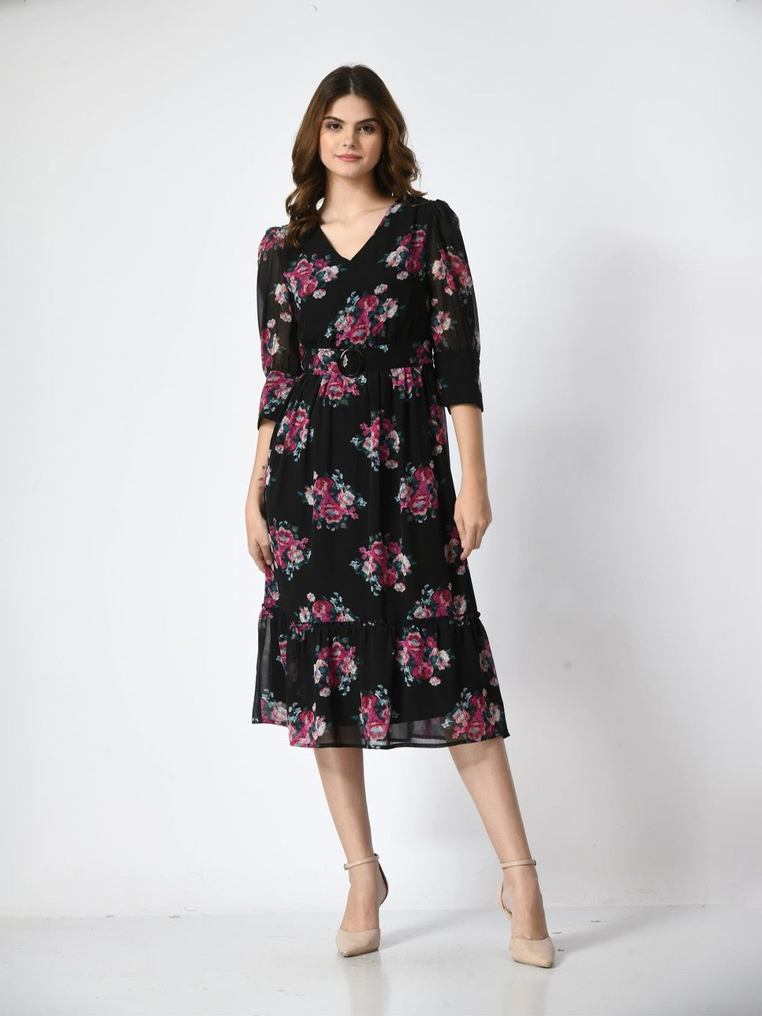 Floral Printed Fit & Flare Dress