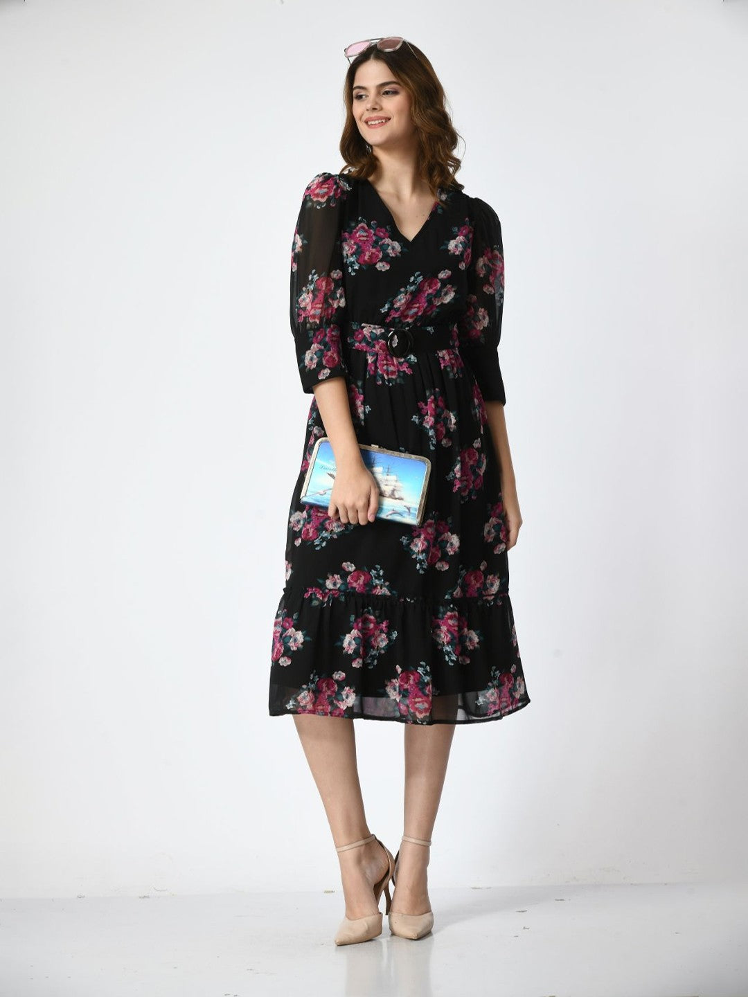 Floral Printed Fit & Flare Dress