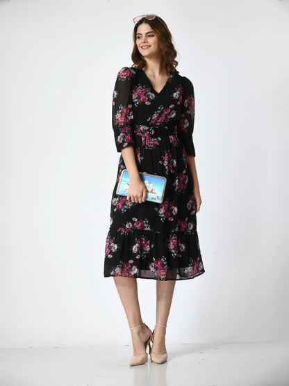 Floral Printed Fit & Flare Dress