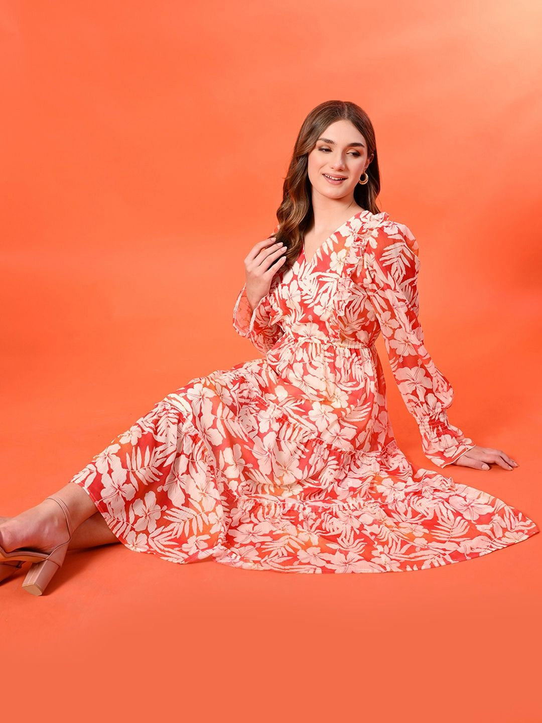 Floral Print A-Line Maxi Dress