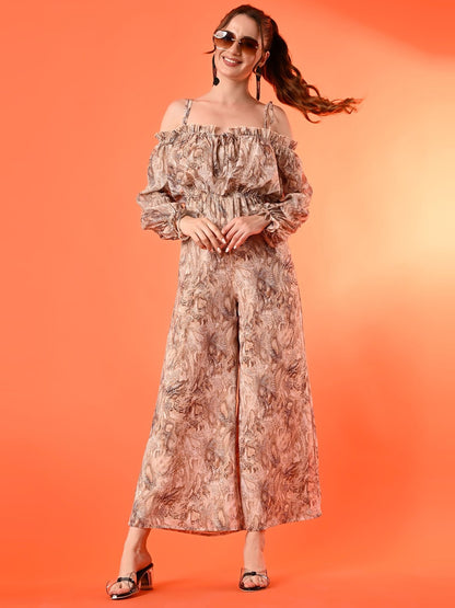 Women Shoulder Straps Printed Basic Jumpsuit
